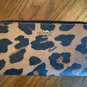 Coach Tan and Black Animal Print Wallet